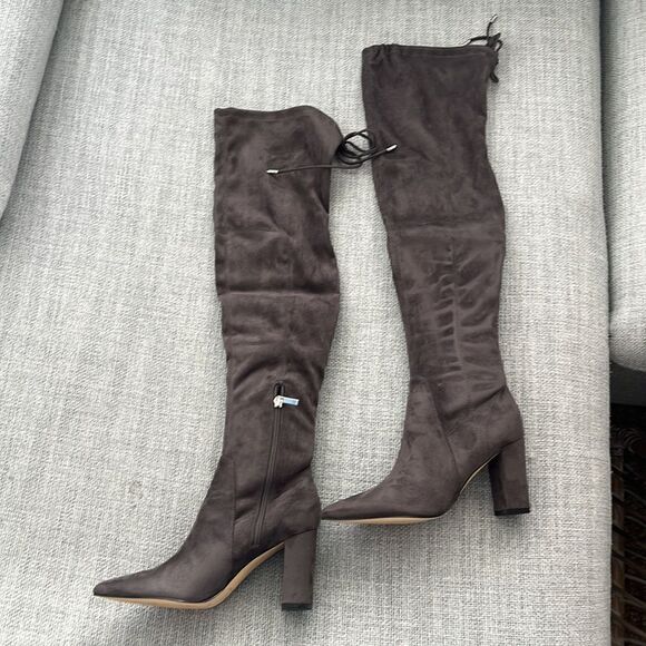 Marc Fisher Over the Knee Boots Womens Size 7.5 Ulona Grey OTK Shoes - Picture 3 of 9